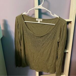 Green rhinestone long sleeve top